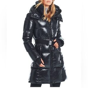 SAM. Women's Shiny Black Puffer Jacket size M like new